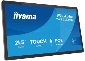 iiyama TW2223AS-B3P Signage-Display Interaktiver Flachbildschirm 54,6 cm (21.5") WLAN 450 cd/m² Full HD Schwarz Touchscreen Eingebauter Prozessor Android 24/7