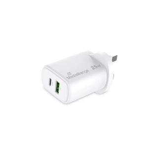 MediaRange Ladegerät 25W 2-Port 1x USB-A1x USB-C UK, weiß