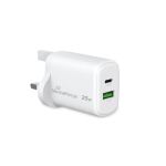MediaRange Ladegerät 25W 2-Port 1x USB-A1x USB-C UK, weiß