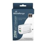 MediaRange Ladegerät 25W 2-Port 1x USB-A1x USB-C UK, weiß