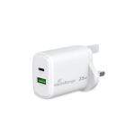 MediaRange Ladegerät 25W 2-Port 1x USB-A1x USB-C UK, weiß