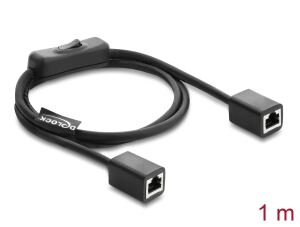 DeLOCK RJ45 Kabel Buchse zu Buchse mit Schalter Cat.6 F/UTP 1 m - Netzwerkschaltung schwarz