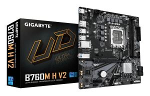 GIGABYTE B760M H V2 Mainboard - Unterstützt Intel Core Prozessoren der 14. Generation, digitales 5+1+1-Phasen-VRM, bis zu 8000MHz DDR5 (O.C.), 1xPCIe 4.0 M.2, 1GbE LAN, USB 3.2 Gen1