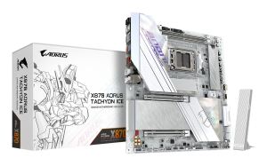 GIGABYTE X870 AORUS TACHYON ICE Mainboard – Unterstützt AMD Ryzen 9000 CPUs, digitale 18+2+2 Phasen VRM, bis zu 9600 MHz DDR5 (OC), 1 x PCIe 5.0 + 2 x PCIe 4.0, Wi-Fi 7, 5 GbE LAN, USB 4