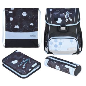 Herlitz Loop Plus Cyber Soccer Schulranzen-Set Junge Polyester Blau, Dunkelblau