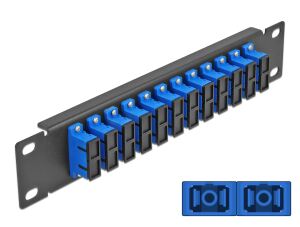 DELOCK 10" LWL Patchpanel 12 Port SC Duplex blau 1HE schwarz
