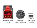 DELOCK PoweredUSB Kab. 24v St > USB-B St + Hosiden 3Pin 5.0m