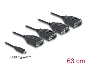 DELOCK Adapter USB Type-C zu 4 x Seriell RS-232 DB9 mit 15kV