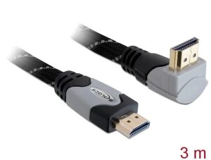DELOCK HDMI Kabel Ethernet A -> A St/St 3.00m 90° oben 4K