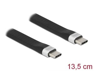DeLOCK USB 3.2 Gen 2 FPC Flachbandkabel USB Type-C zu USB Type-C 13,5 cm PD 3 A E-Marker