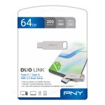 PNY DUO LINK USB-Stick 64 GB USB Type-A / USB Type-C 3.2 Gen 1 (3.1 Gen 1) Edelstahl