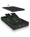 ICY BOX IB-2817MCL-C31, 2-fach M.2 PCIe NVMe CloneStation & DockingStation, USB 3.2 Gen 2 Type-C®/A, für 22x30/42/60/80 mm, Aluminium, schwarz