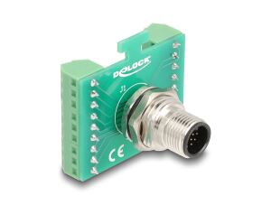 DeLOCK M12 Übergabemodul Adapter 17 Pin A-kodiert Stecker zu 18 Pin Terminalblock zum Einbau