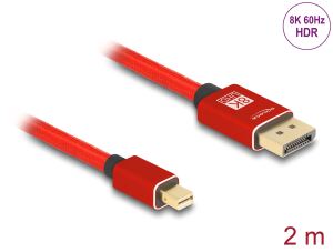 DeLOCK Mini DisplayPort zu DisplayPort Kabel 8K 60 Hz 2 m rot Metall ohne Einrastfunktion