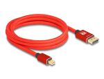 DeLOCK Mini DisplayPort zu DisplayPort Kabel 8K 60 Hz 2 m rot Metall ohne Einrastfunktion