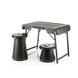 WEDO Camping Set 1 Tisch und 2 Teleskophocker NXT schwarz