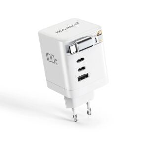 REALPOWER GaN Charger 100W weiss, 100 Watt,3xType-C,1x USB-A