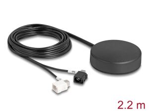 DeLOCK 4G GNSS Antenne 1 x FAKRA A + 1 x FAKRA B Buchse 2 dBi / 28 dB 2,2 m RG-174 omnidirektional Dachmontage schwarz outdoor