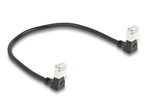 DeLOCK RJ45 Netzwerkkabel Cat.6A S/FTP Slim 90° unten / unten gewinkelt 0,25 m schwarz