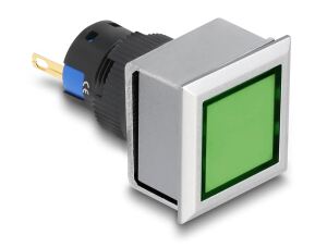DELOCK 16mm Kunststoff Signallampe grün / Lötversion 4-eckig