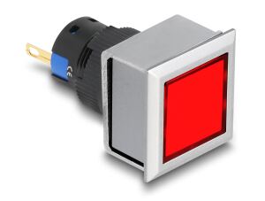 DELOCK 16mm Kunststoff Signallampe rot / Lötversion 4-eckig