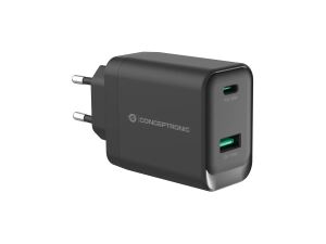Conceptronic ALTHEA20B45 2-Port 45W GaN USB-PD-Ladegerät, USB-C x 1, USB-A x 1, QC 3.0, PPS