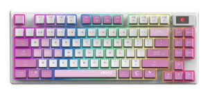 MSI FORGE GK600 TKL WIRELESS VIOLET Tastatur Gaming USB + Bluetooth QWERTY Spanisch Pink, Violett, Weiß