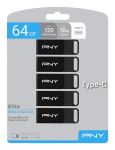 PNY Elite USB-Stick 64 GB USB Typ-C 3.2 Gen 1 (3.1 Gen 1) Schwarz