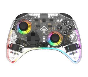 Deltaco Gaming GAM-198-T Gaming-Controller Transparent Bluetooth/USB Gamepad Nintendo Switch, Nintendo Switch 2, Nintendo Switch OLED, Android, PC