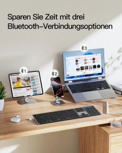 inateck Keyboard, ergonomic design, QWERTZ grau