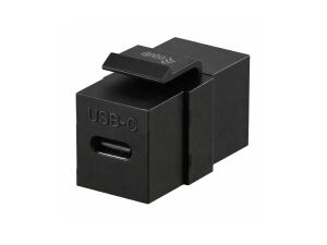 Equip USB 3.2 Gen2 USB-C Keystone-Koppler, Schwarz, 20 Gbit/s, PD 100 W, 4K/60 Hz