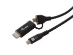 Equip 2-in-1 USB-C-auf-C- + HDMI-Kabel, 1,0m, PD100W, 4K/60Hz, 20 Gbit/s