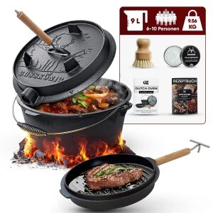 Gusskönig Eingebrannter Dutch Oven Set 9L mit Füße
