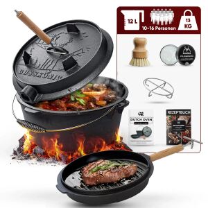 Gusskönig Eingebrannter Dutch Oven Set 12L ohne Füße