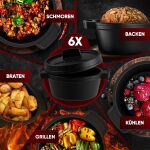 Gusskönig Eingebrannter 6× 300ml Mini Dutch Oven Set
