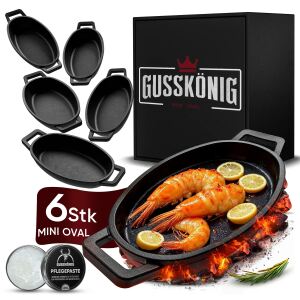 Gusskönig Eingebrannte Oval Mini Gusseisen Pfanne 6x 11,7cm