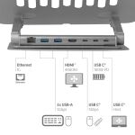CLUB3D Verstellbarer Aluminium-Laptop-Ständer mit USB-C® Hub