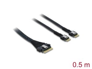 DELOCK PCIe 4.0 Kabel Slim SAS SFF-8654 8i zu 2 x Slim SAS