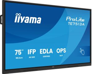 iiyama TE7513A-B2AG Signage-Display Interaktiver Flachbildschirm 190,5 cm (75") WLAN 500 cd/m² 4K Ultra HD Schwarz Touchscreen Eingebauter Prozessor Android 24/7