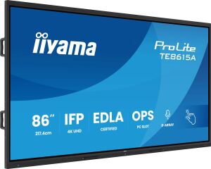 iiyama TE8615A-B2AG Signage-Display Interaktiver Flachbildschirm 2,17 m (85.6") WLAN 550 cd/m² 4K Ultra HD Schwarz Touchscreen Eingebauter Prozessor Android 24/7