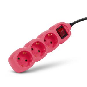 Entac Steckdosen-Verlängerungskabel S1 Color 3 Steckdosen mit Schalter 1,5m Farbserie Pink