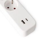 Entac Steckdosen-Verlängerungskabel D2 4 Steckdosen mit Schalter 1,5m 1xUSB-A x 1xUSB-C 3G1.5