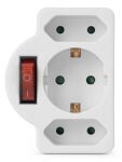 Entac Stromadapter 3 Steckdosen (1 geerdet, 2 Euro) mit Schalter