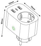 Entac Smart Einzelsteckdosenadapter 1x Typ-F, 2xUSB-A, 1xUSB-C 2,4A WIBLE