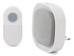 Entac Türklingel AC Plug-in, Nachtlichtfunktion, mit batteriebetriebenem IP44-Sender 1xCR2032 inkl
