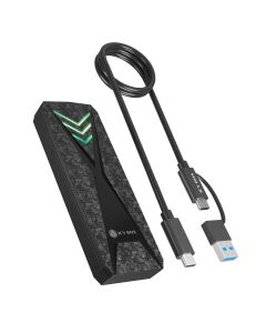 ICY BOX Gehäuse für NVMe M.2 SSD, RGB-Beleuchtung, Host USB 3.2 Gen 2 Type-C+ Type-A, 10 Gbit/s
