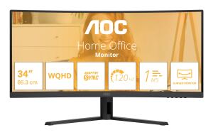 AOC B3 CU34B3E Computerbildschirm 86,4 cm (34") 3440 x 1440 Pixel Wide Quad HD LED Schwarz