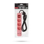 Entac Steckdosenleiste 3fach 2x USB-A, 1,5m pink