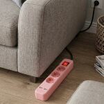 Entac Steckdosenleiste 3fach 2x USB-A, 1,5m pink