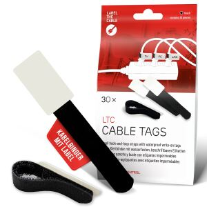 LTC Klettkabelbinderlabel Set wiederverwendbar, schwarz,30er